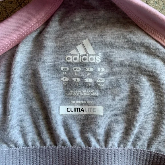 Adidas Pink Climalite Yoga Tank Racerback with Grey Shelf Bra - Picture 7 of 9